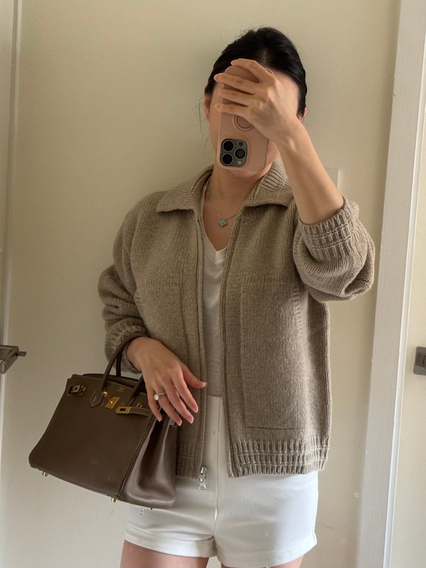 Khaki Collar Wool Jacket 卡其羊毛針織外套