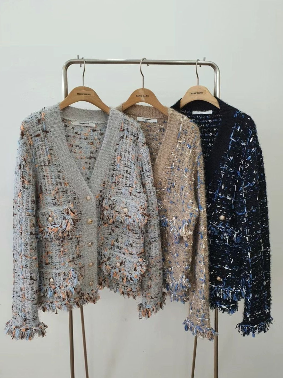 Tweed Fringe Cardigan *3 Colors in