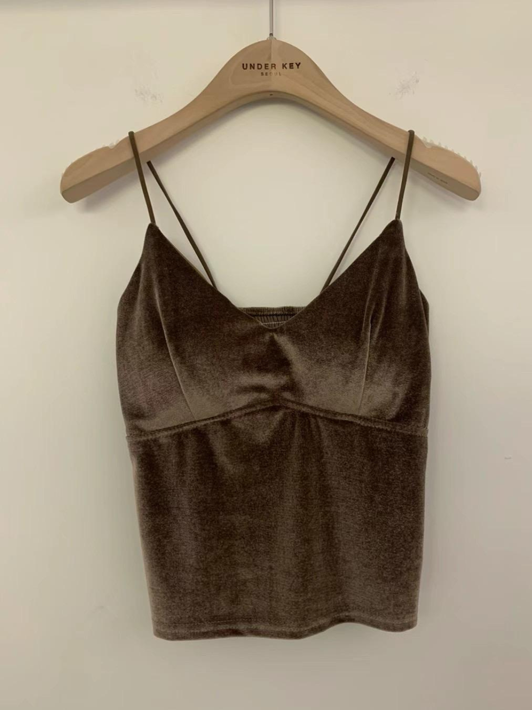 Underkey V-Neck Sleeveless Velvet Cami Top *3 Colors