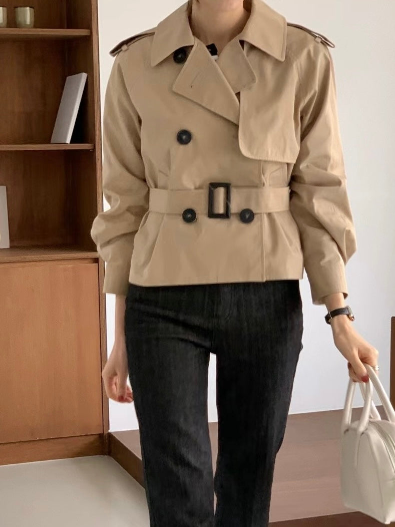 Belted Cropped Trench Jacket *2 Colors
