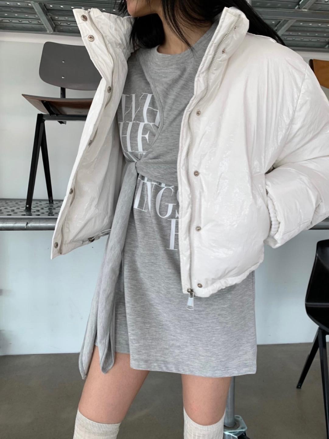 Zip-Up Metallic Puffer Jacket