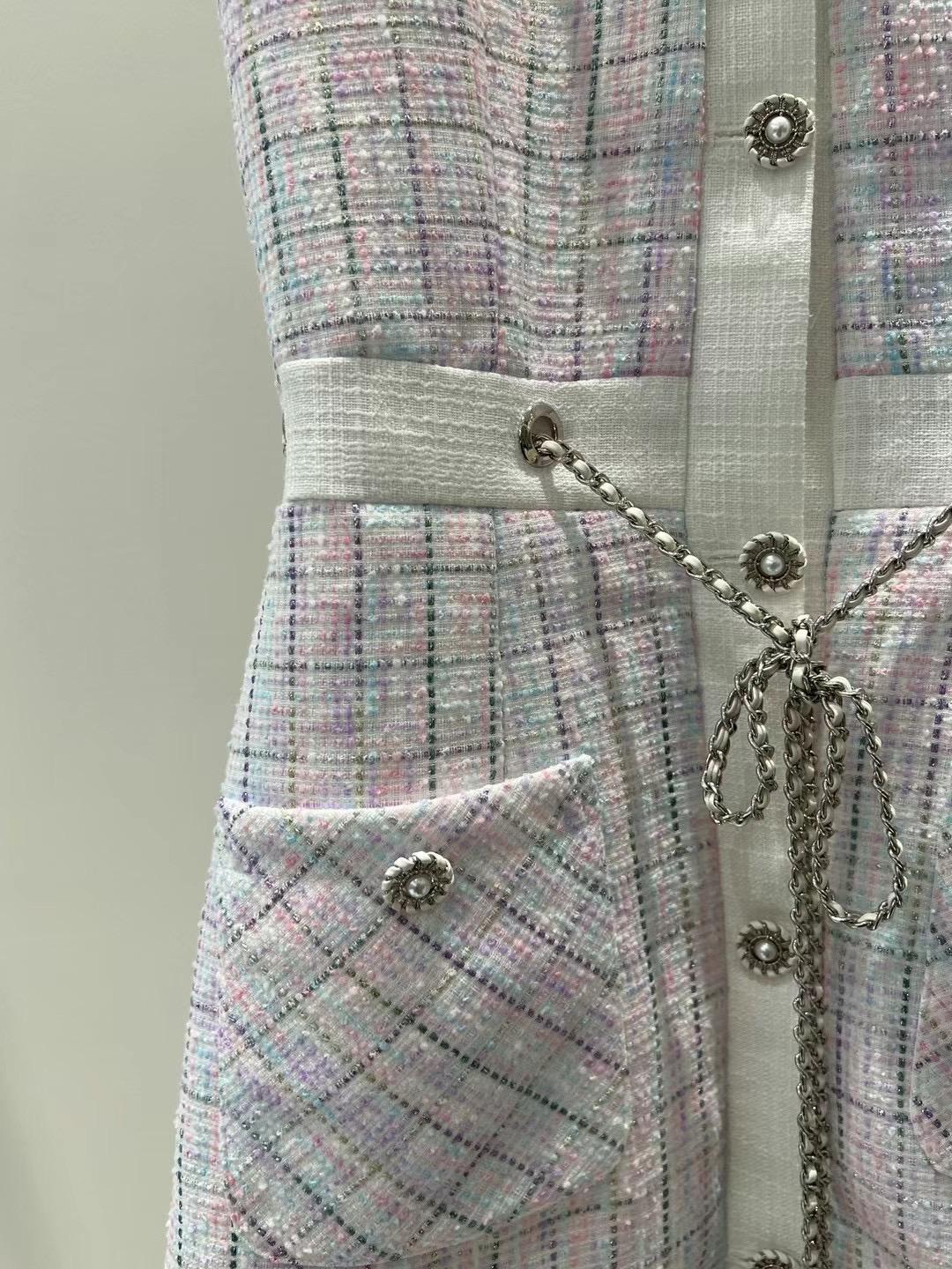 Tweed Belted Waist Sleeveless Dress *2 Colors