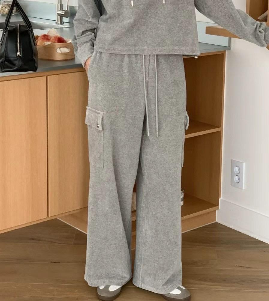 Wide-leg Knit Cargo Pants *2 Colors
