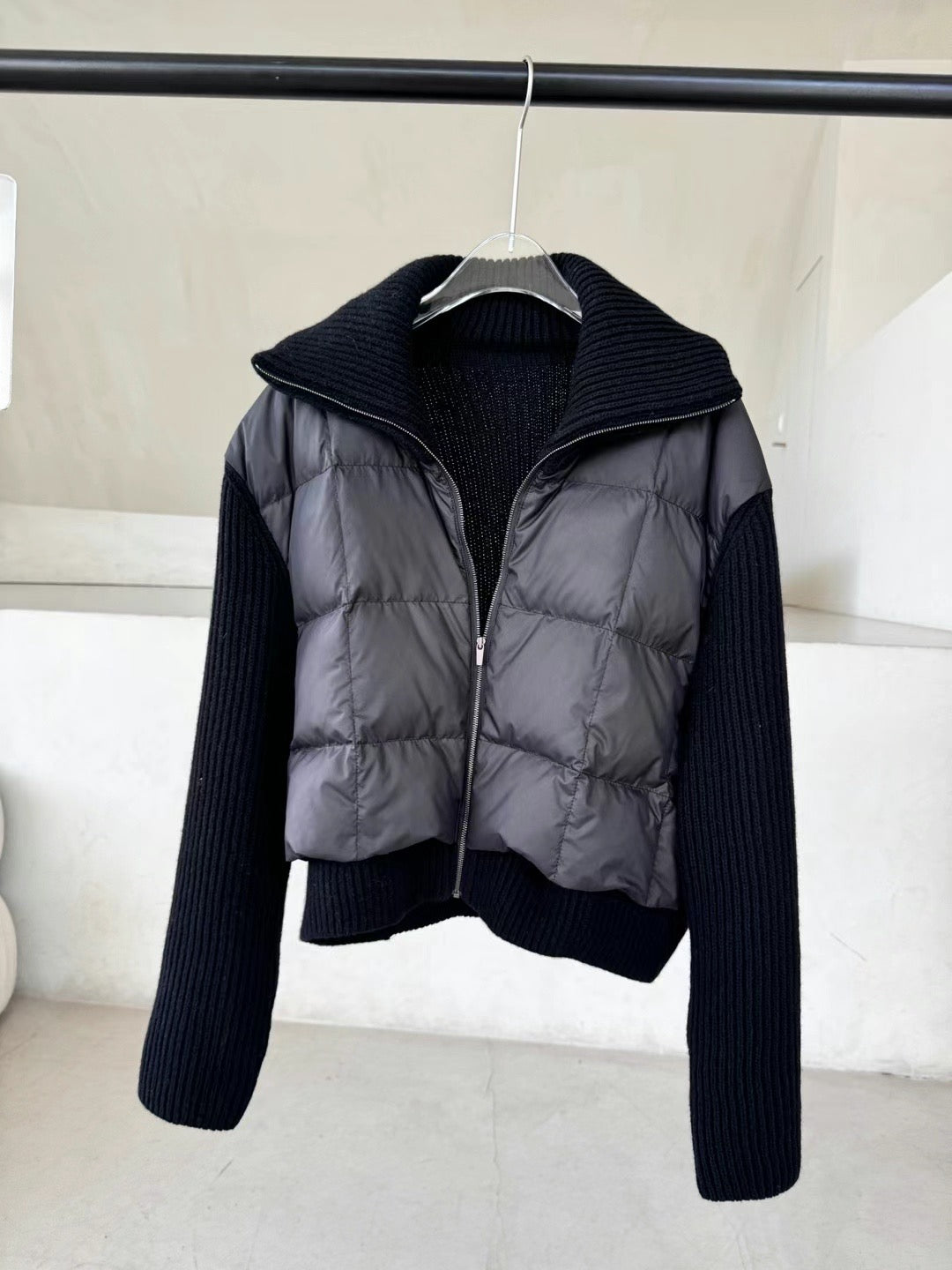 Goose Down Cashmere Knit Jacket