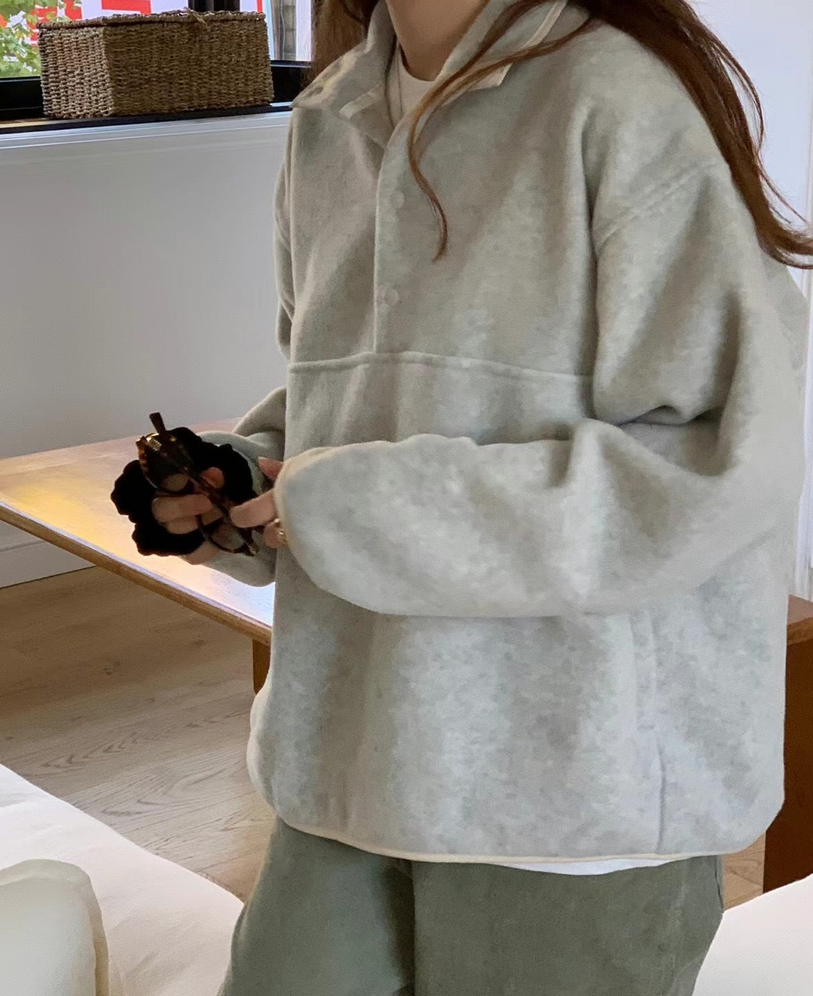 Fleece Half Neck Oversized Pullover Sweater