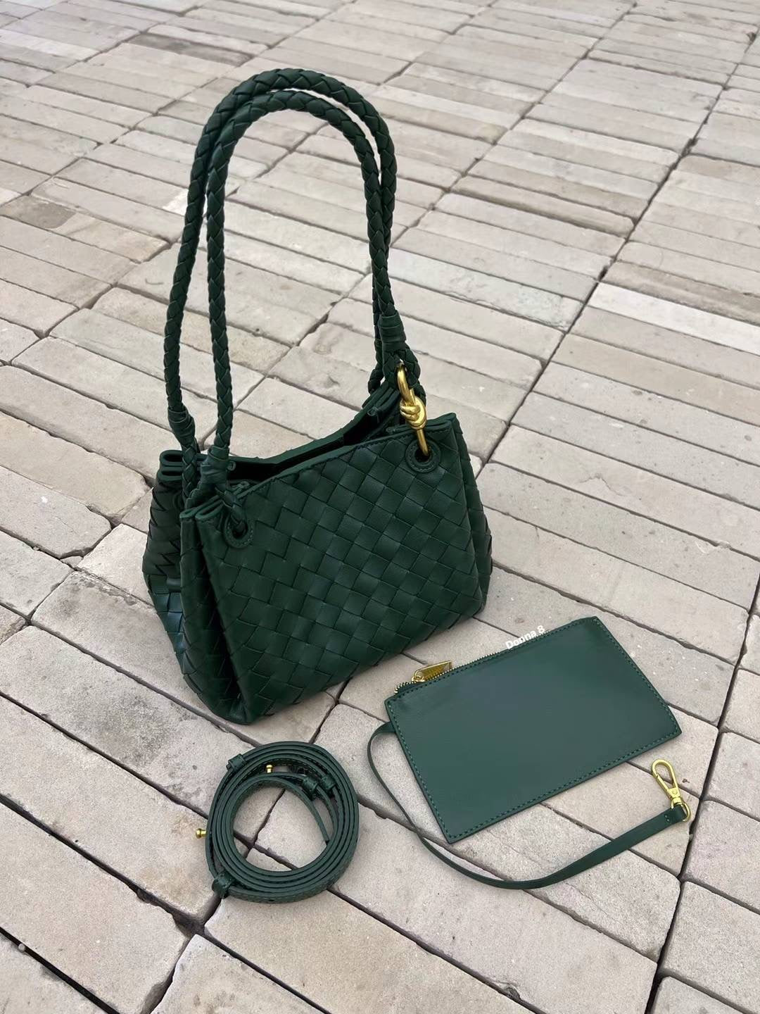 Woven Calf Leather Top Handle Bag