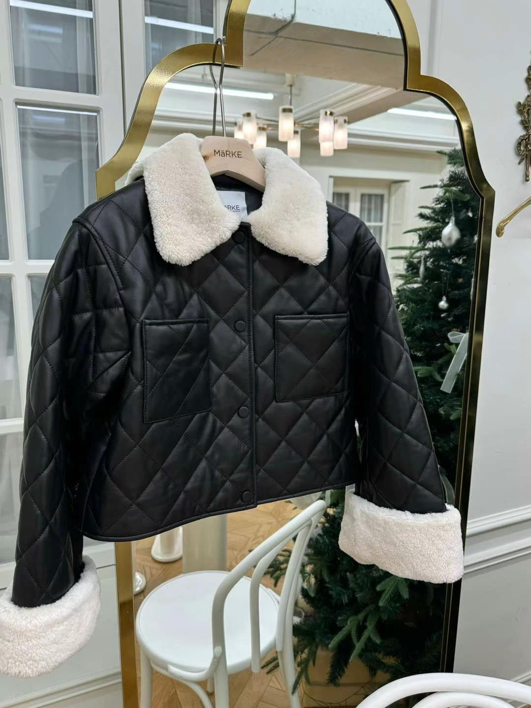 Fur Diamond Quilted Button-Up Jacket *3 Colors