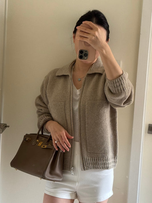 Khaki Collar Wool Jacket 卡其羊毛針織外套