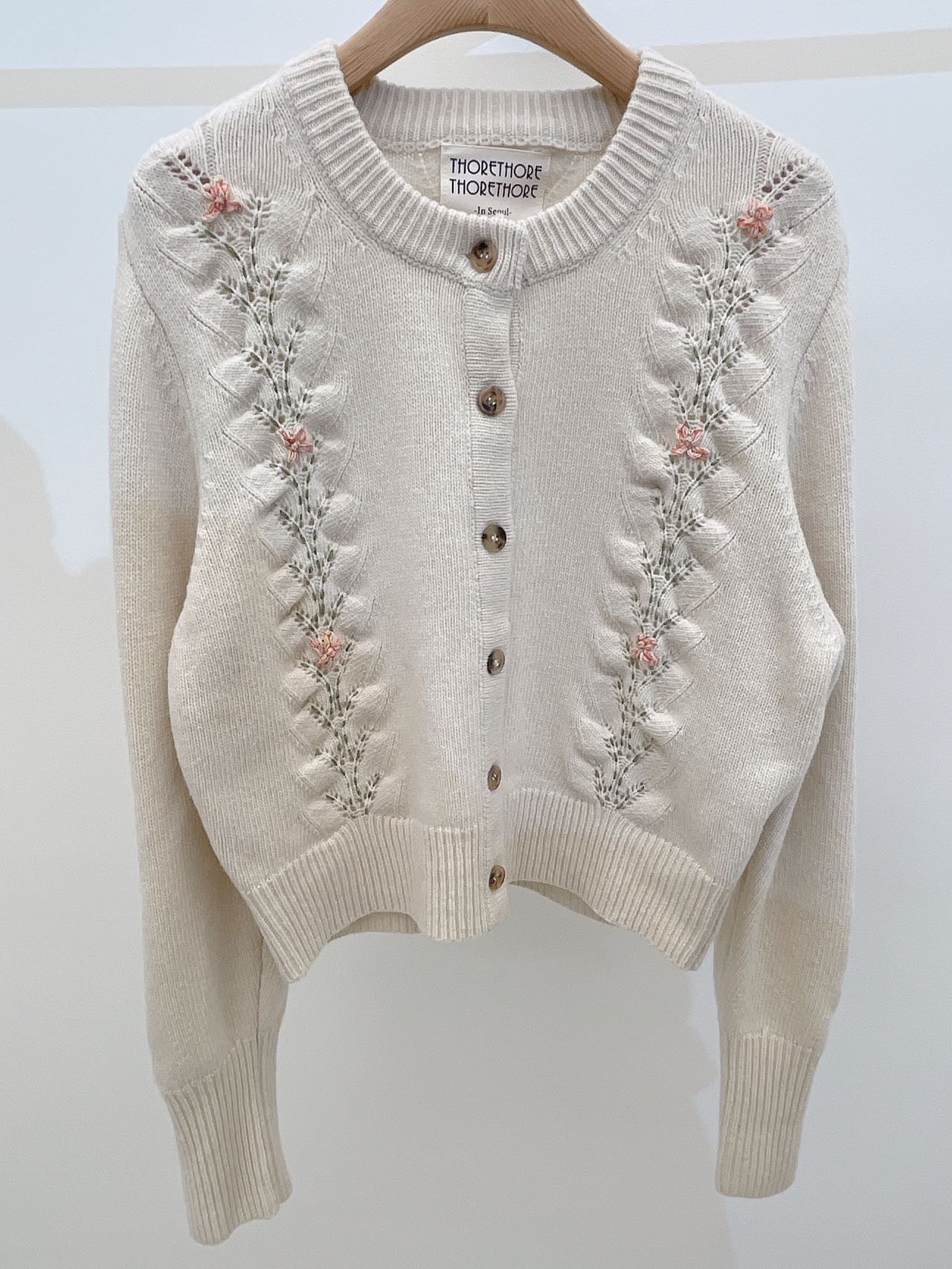 Embroidered Floral Braided Cardigan