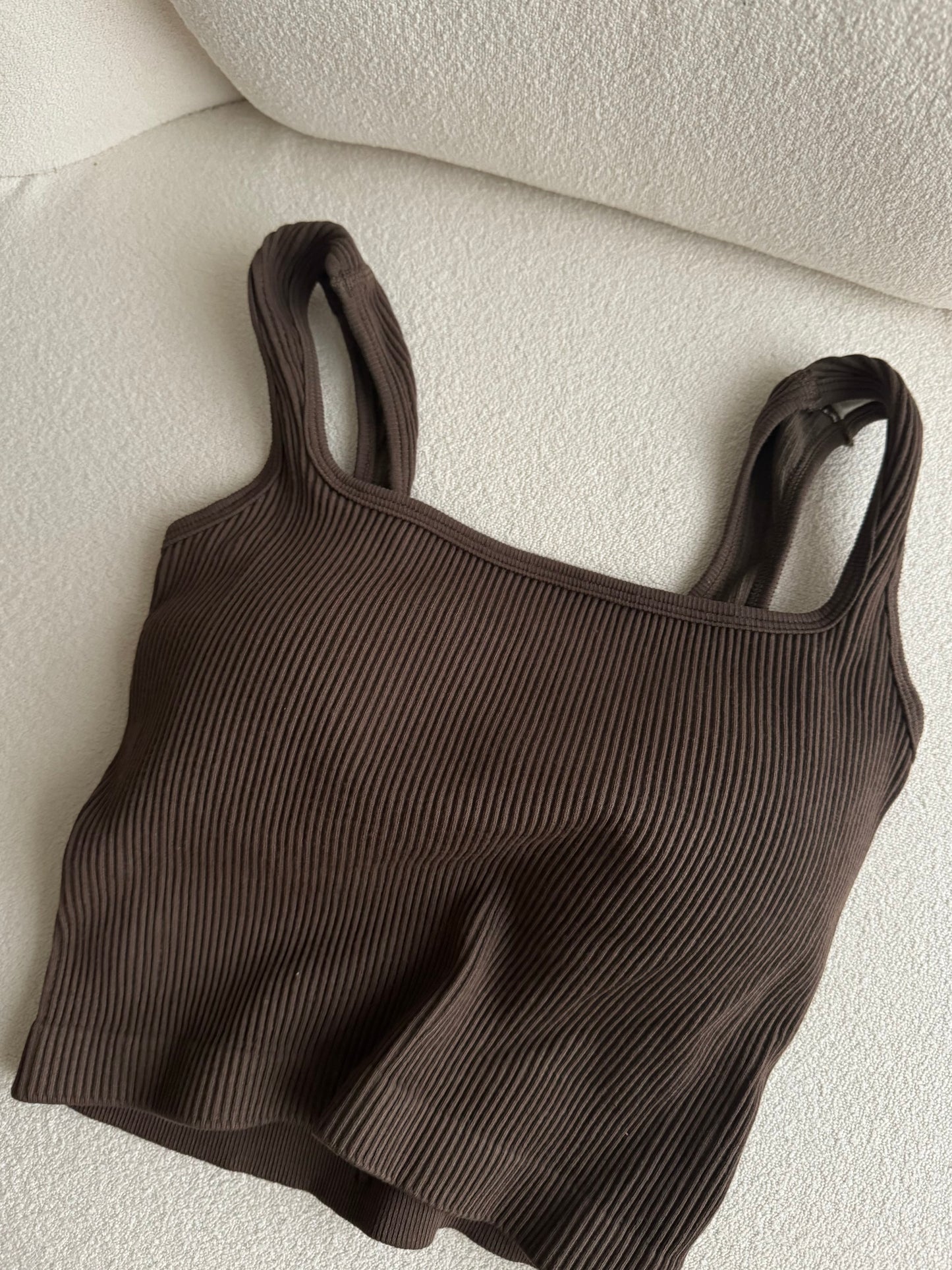 Ribbed Tank Padded Bra Top