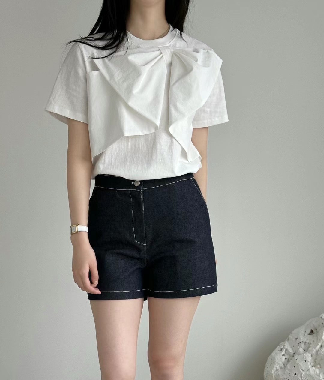 High Rise Cotton Shorts