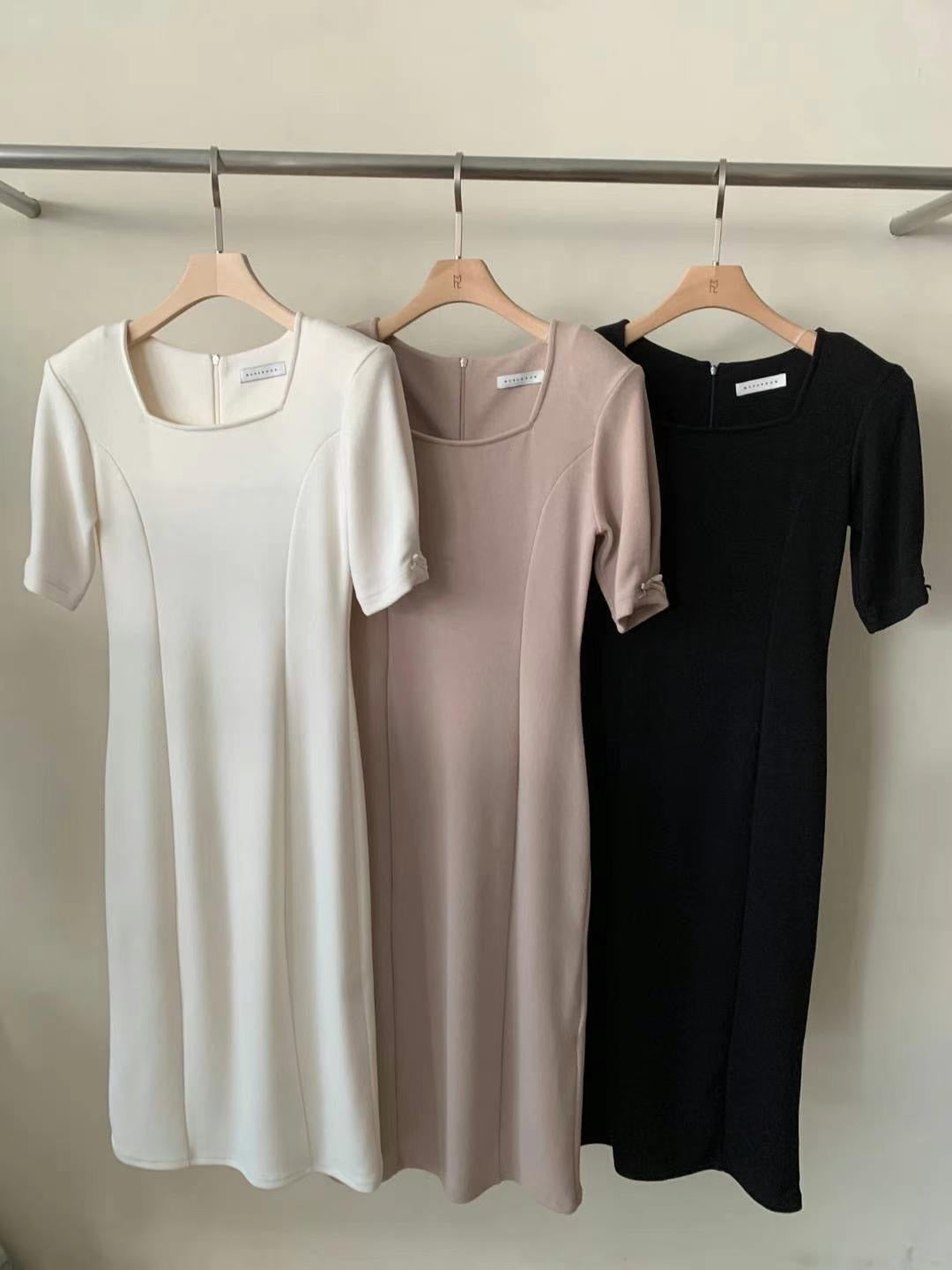 Square neck midi dress