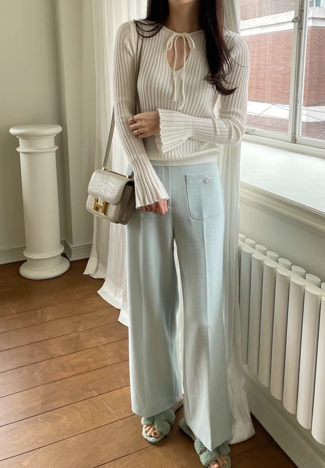 Textured Knitted Wide-leg Trouser *2 Colors