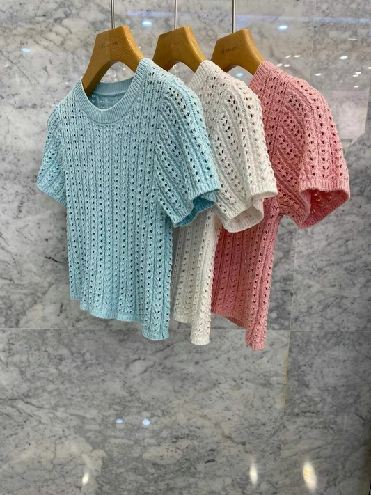 Short Sleeved Crochet Top *3 Colors