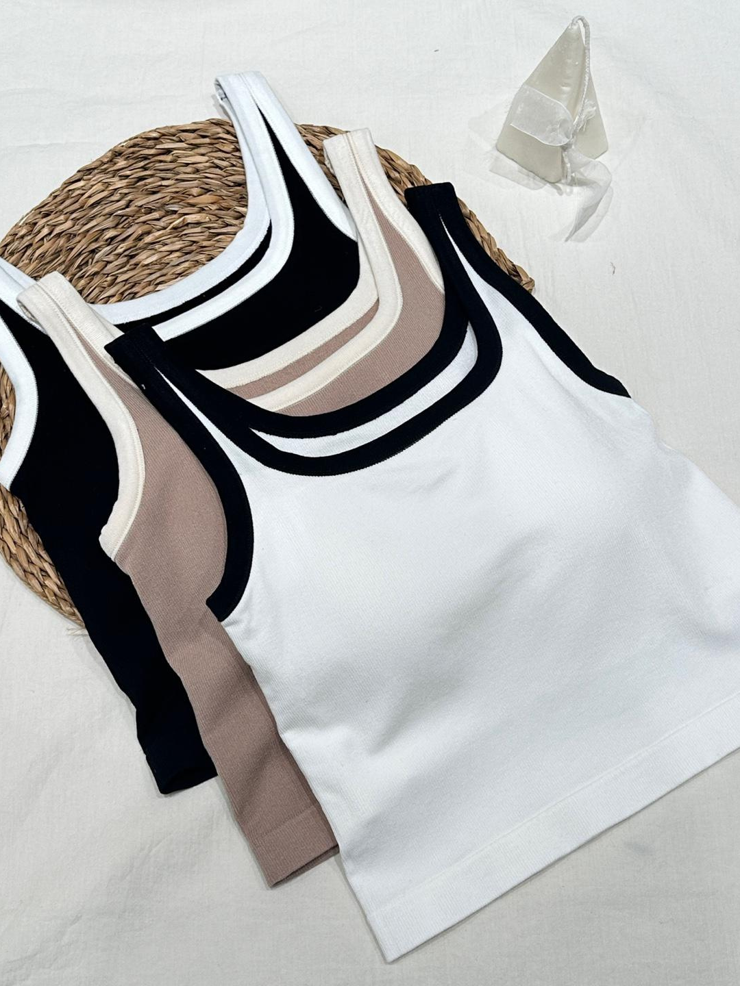 Contrast Stretch Fit Tank Top *3 Colors