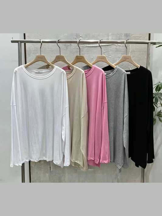 Oversized Boatneck Long Sleeved T-shirt *5 Colors