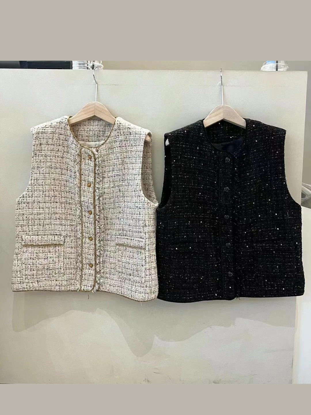 Button Down Tweed Vest *2 Colors