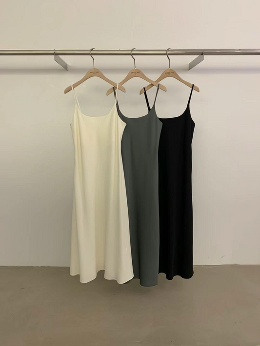 Sleeveless Satin Flowy Dress *3 Colors