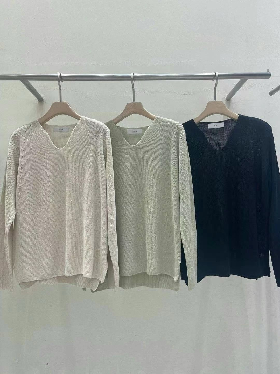 V-neck Linen Knit Sweater *3 Colors