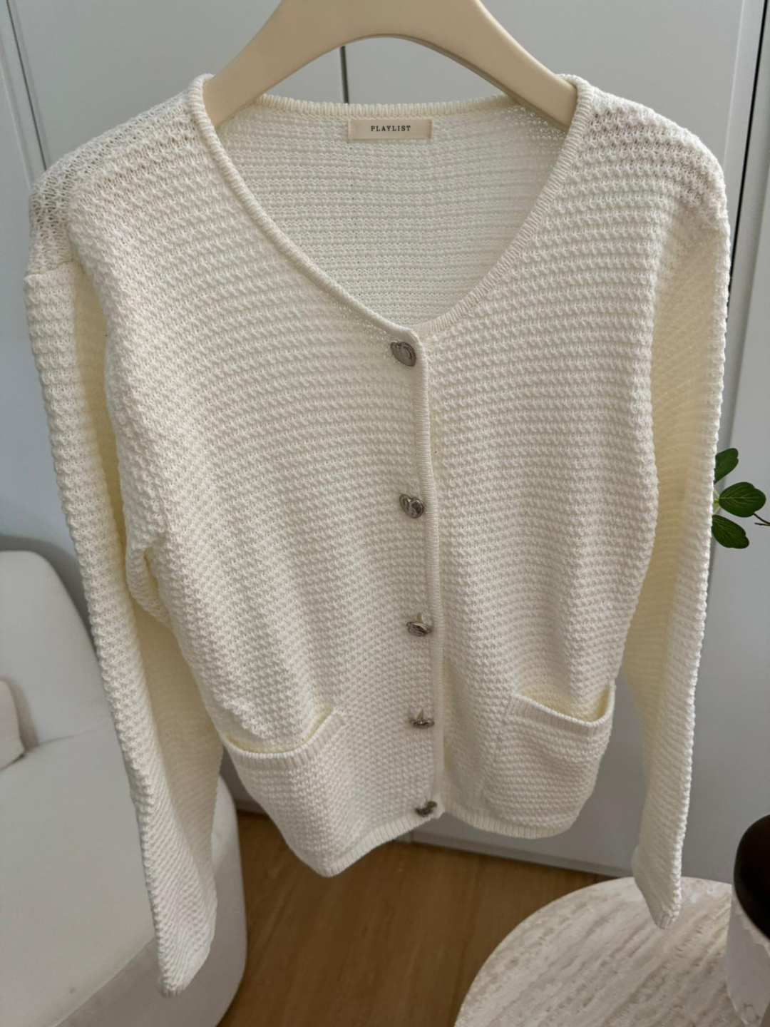 Long Sleeved V-neck Crochet Cardigan