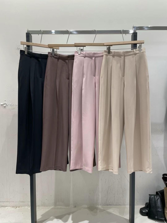 Wide-leg Pleated Trouser *4 Colors