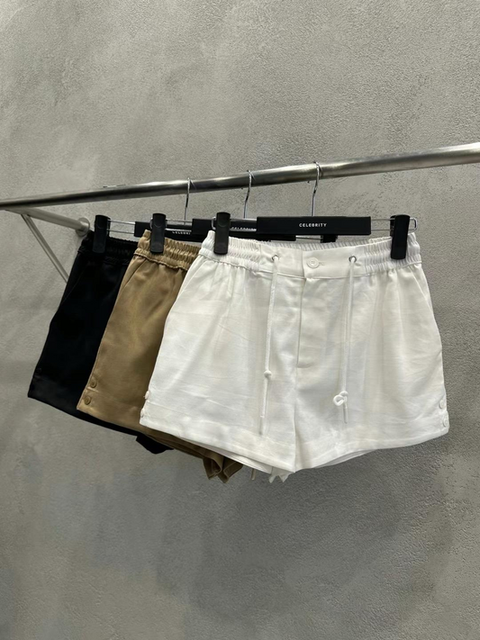 Drawstring Waist Linen Shorts *3 Colors