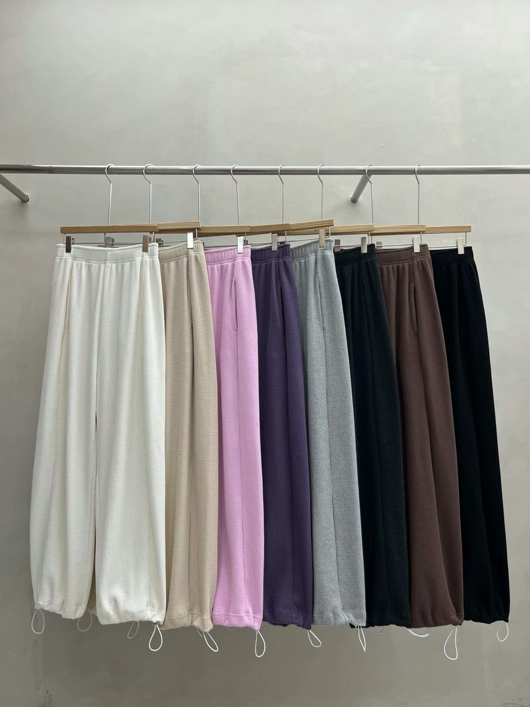 Drawstring Hem Waffle-knit Sweatpants *8 Colors