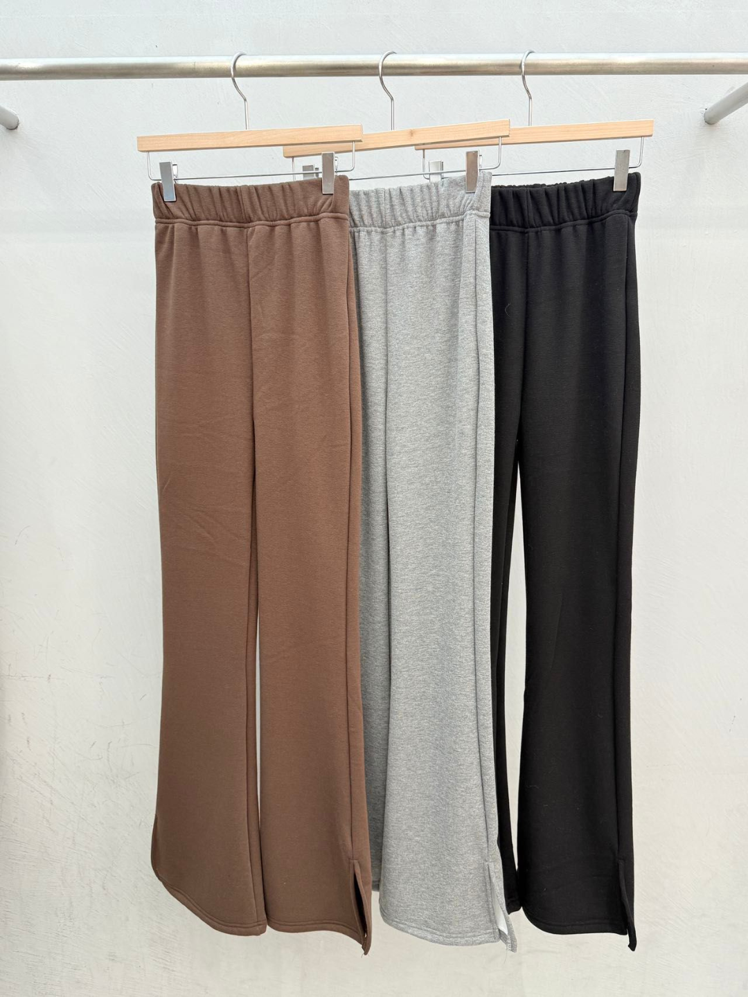 Wide-leg Knitted Slit Pants *3 Colors