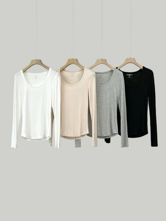 Scoop Neck Classic Long Sleeved T-Shirt *4 Colors