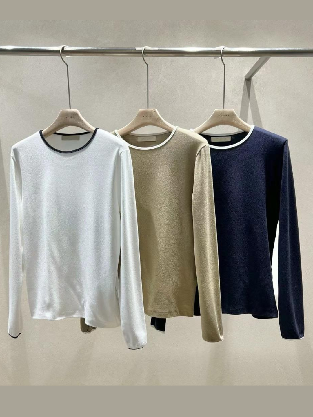 Boat Neck Long Sleeve T-Shirt *3 Colors