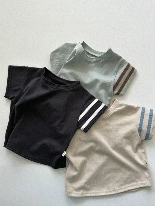 Striped Short Sleeved Kids T-shirt *3 Colors