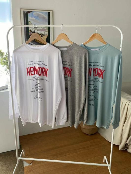 Printed Text Long Sleeved T-Shirt *3 Colors