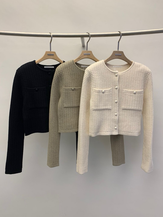 Long Sleeved Knitted Crop Cardigan *3 Colors