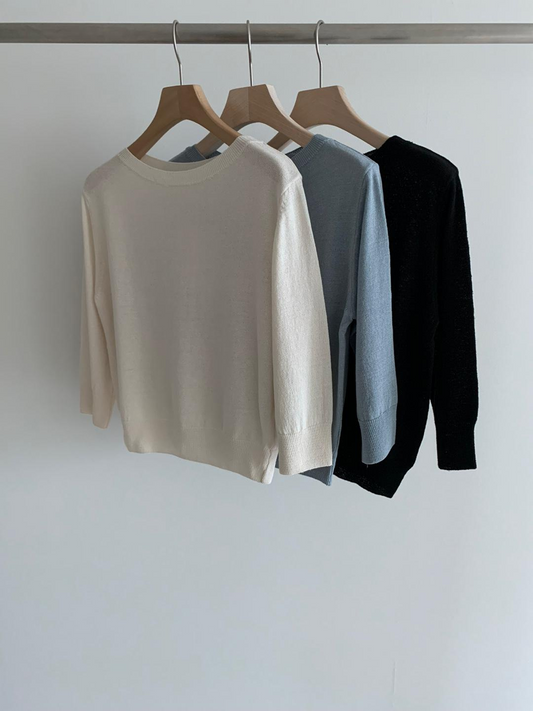 Casual Boat Neck Knit Top *3 Colors