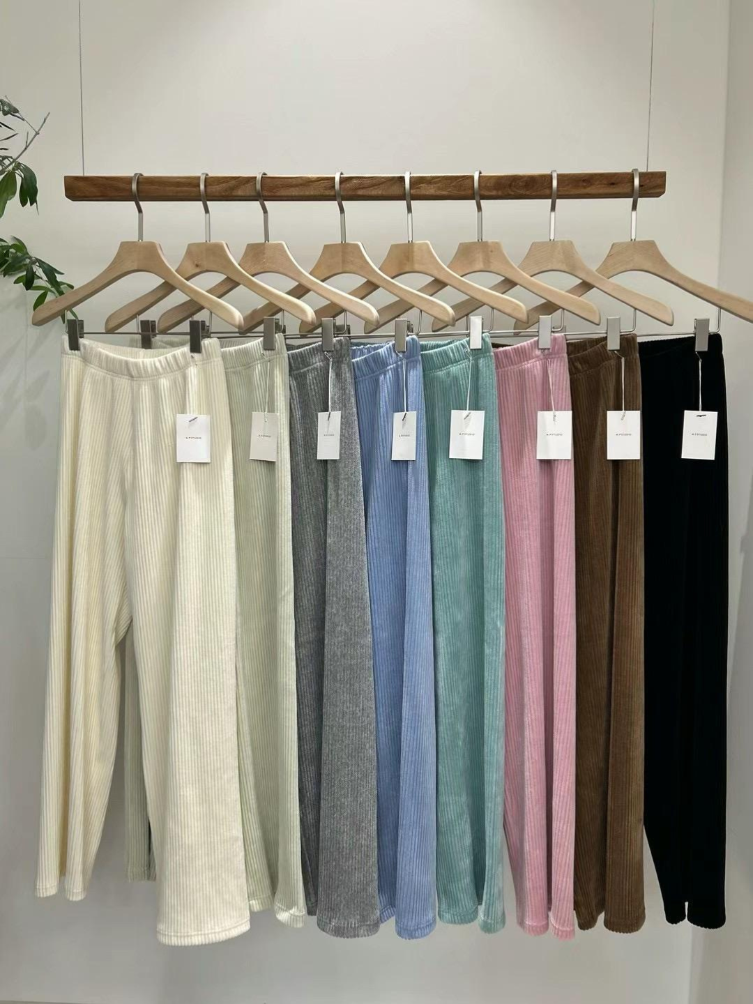 Ribbed-Knit Wide Leg Casual Pants *8 Colors