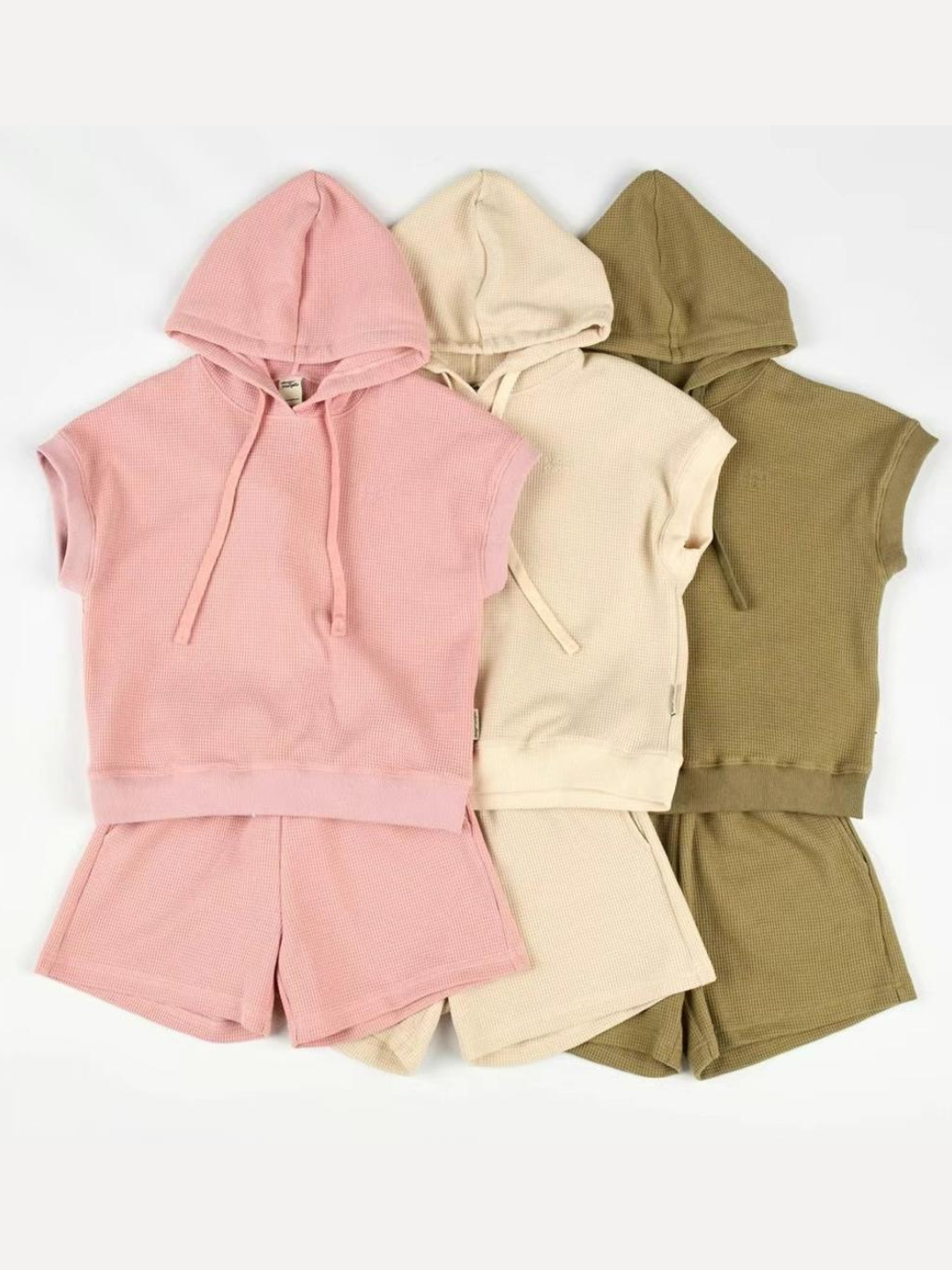 Sleeveless Hooded Top & Shorts Kids Set *3 Colors