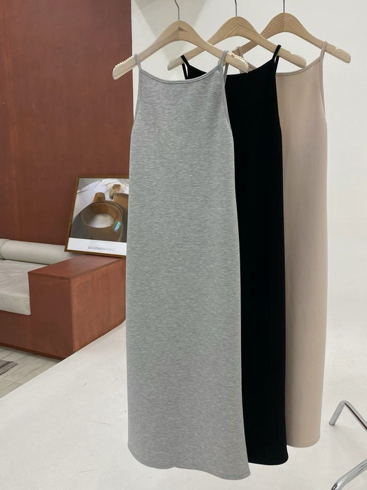 Boatneck Sleeveless Slit Knit Maxi Dress *3 Colors