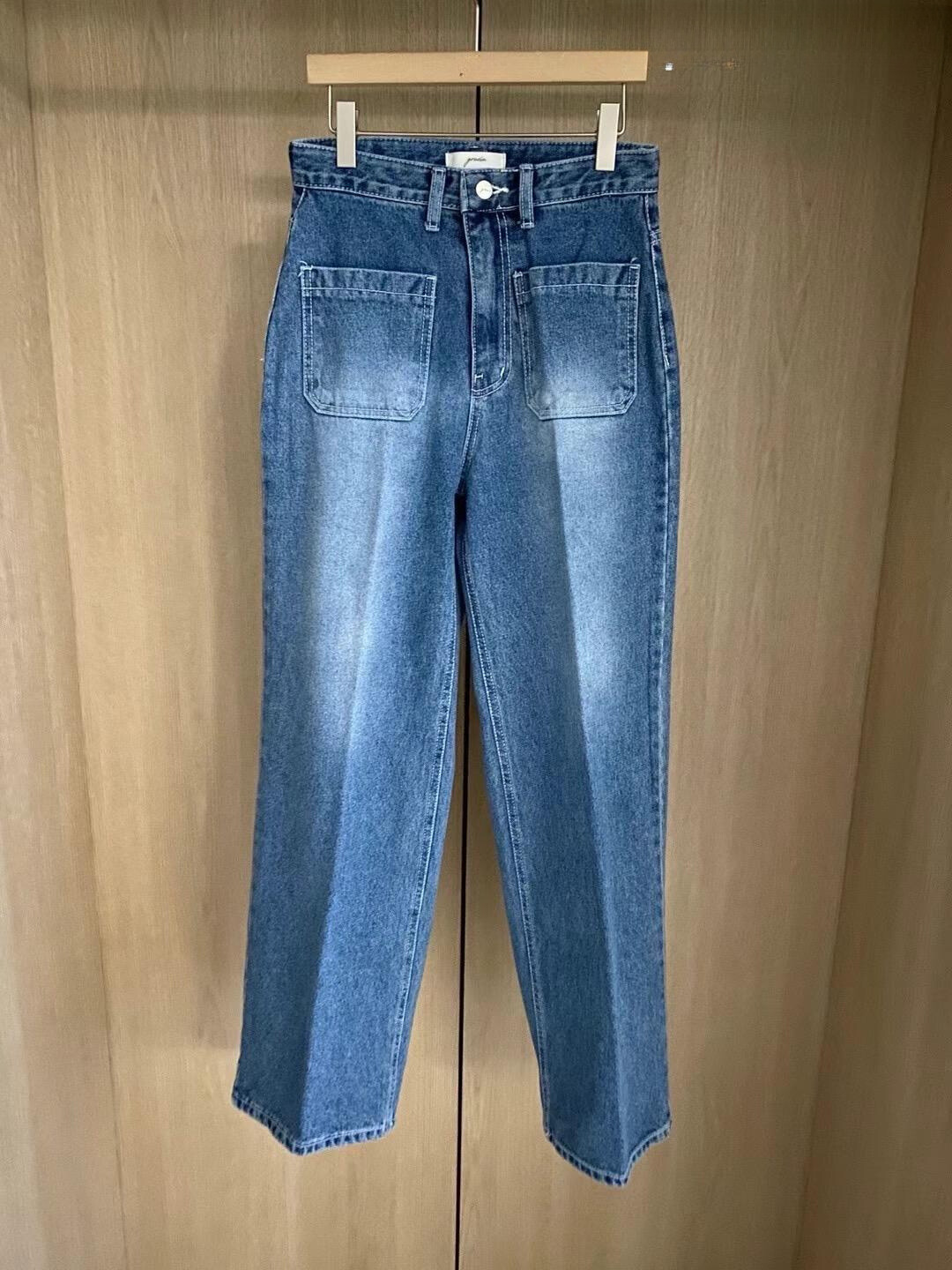 Straight-leg Faded Denim Jeans