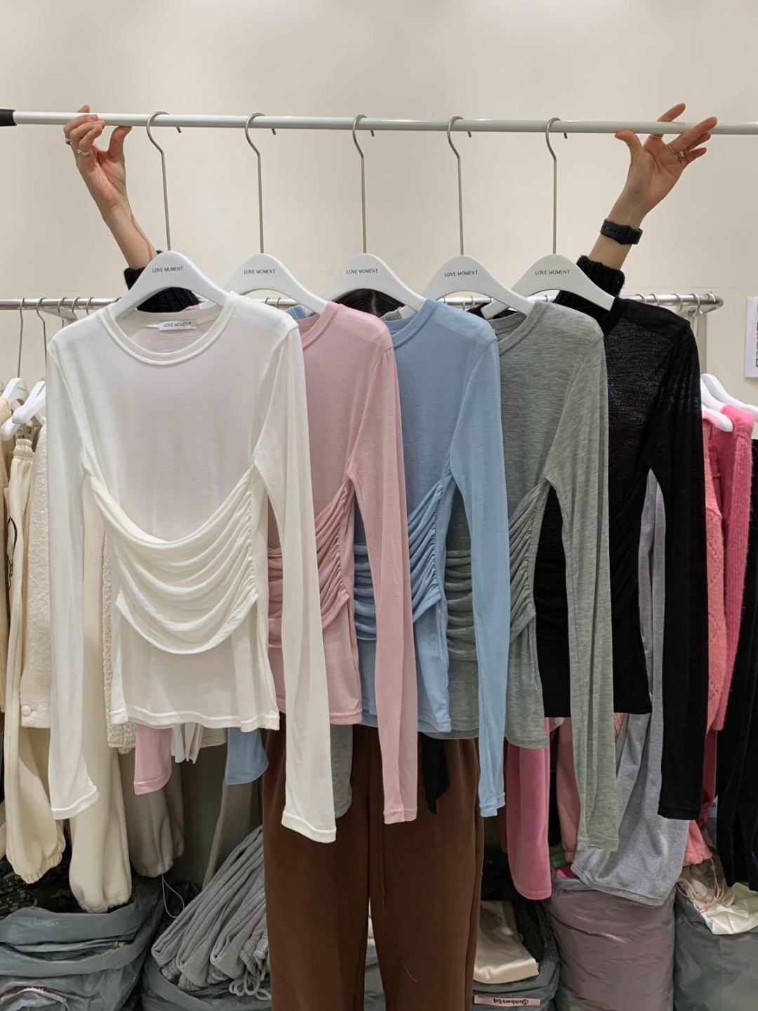 Ruched Mesh Long Sleeved Top *5 Colors