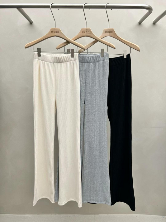 Ribbed-Knit Slim Flared Pants *3 Colors