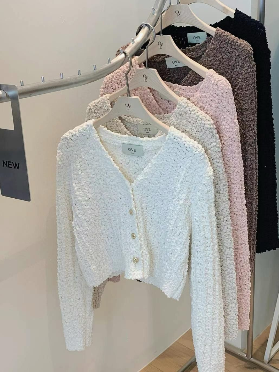 Blanc V-Neck Popcorn-Knit Cardigan *5 Colors