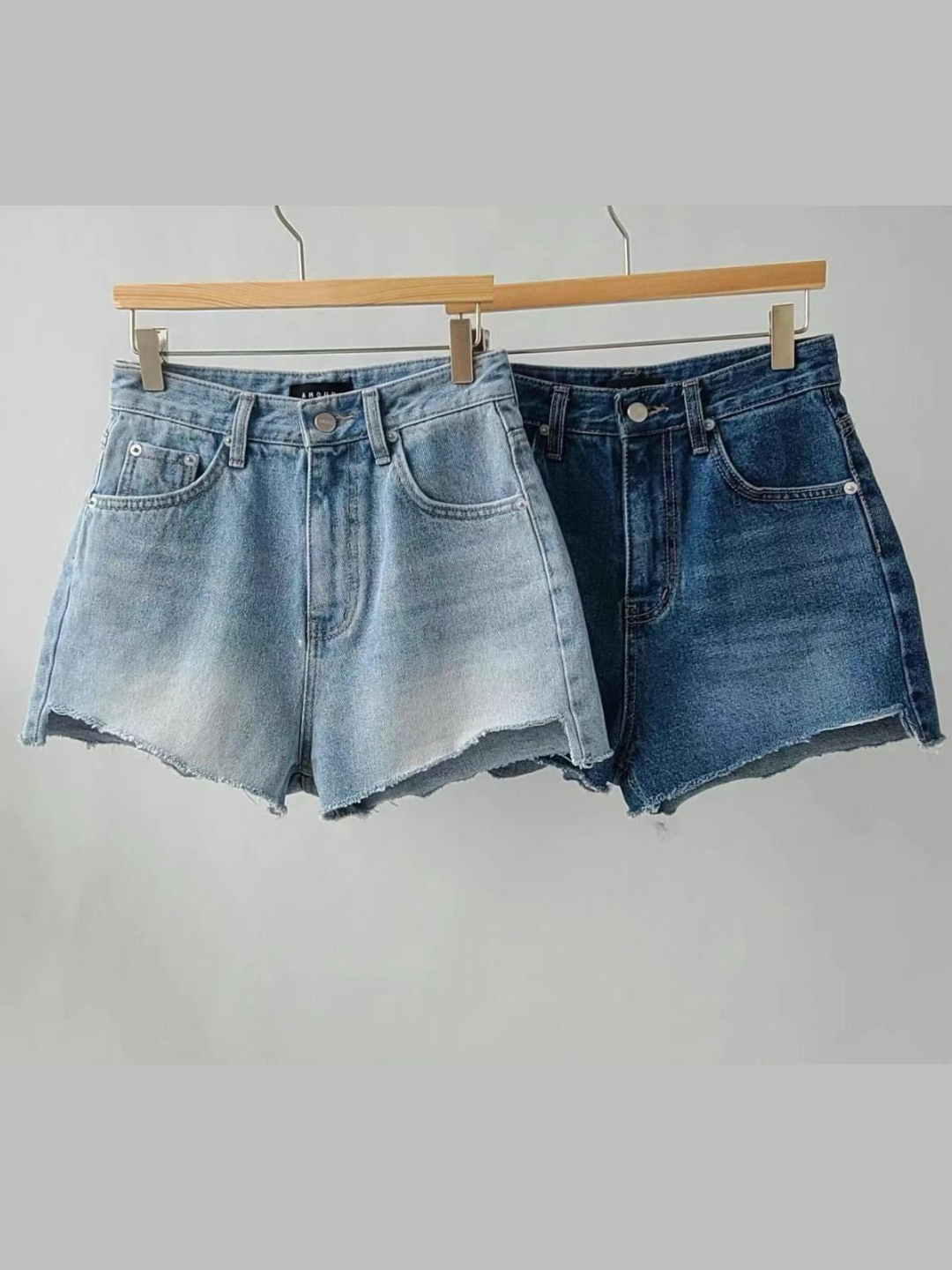 High Waist Washed Denim Mini Shorts *2 Colors