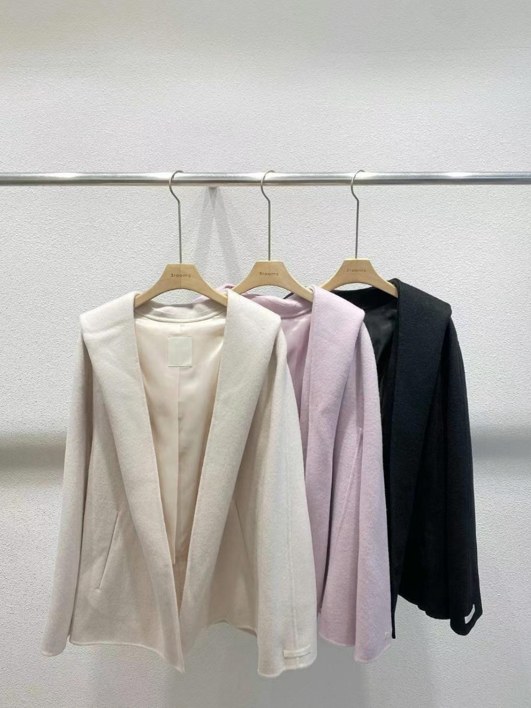 Open-Front Hooded Handmade Wool Jacket *3 Colors