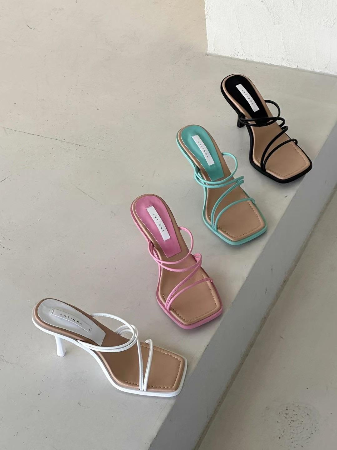 Square-toe High Heel Sandals *4 Colors