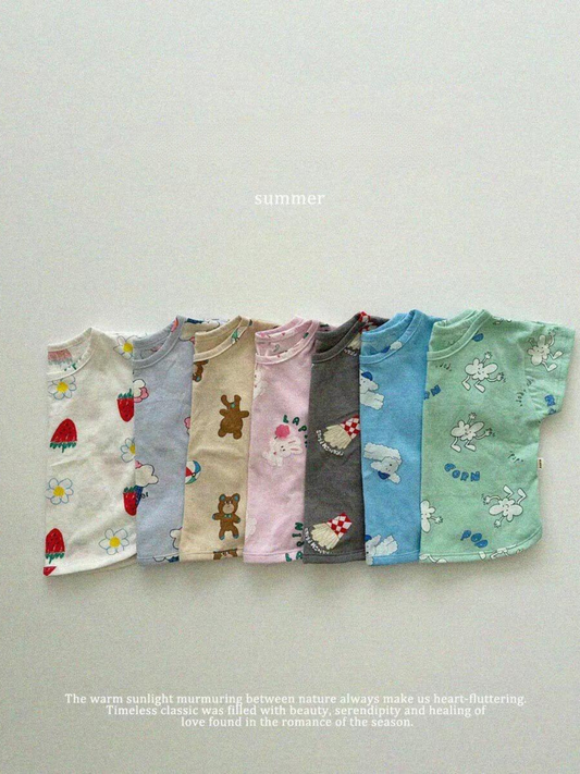 Summer Printed Kids Short Sleeved T-shirt *7 Colors