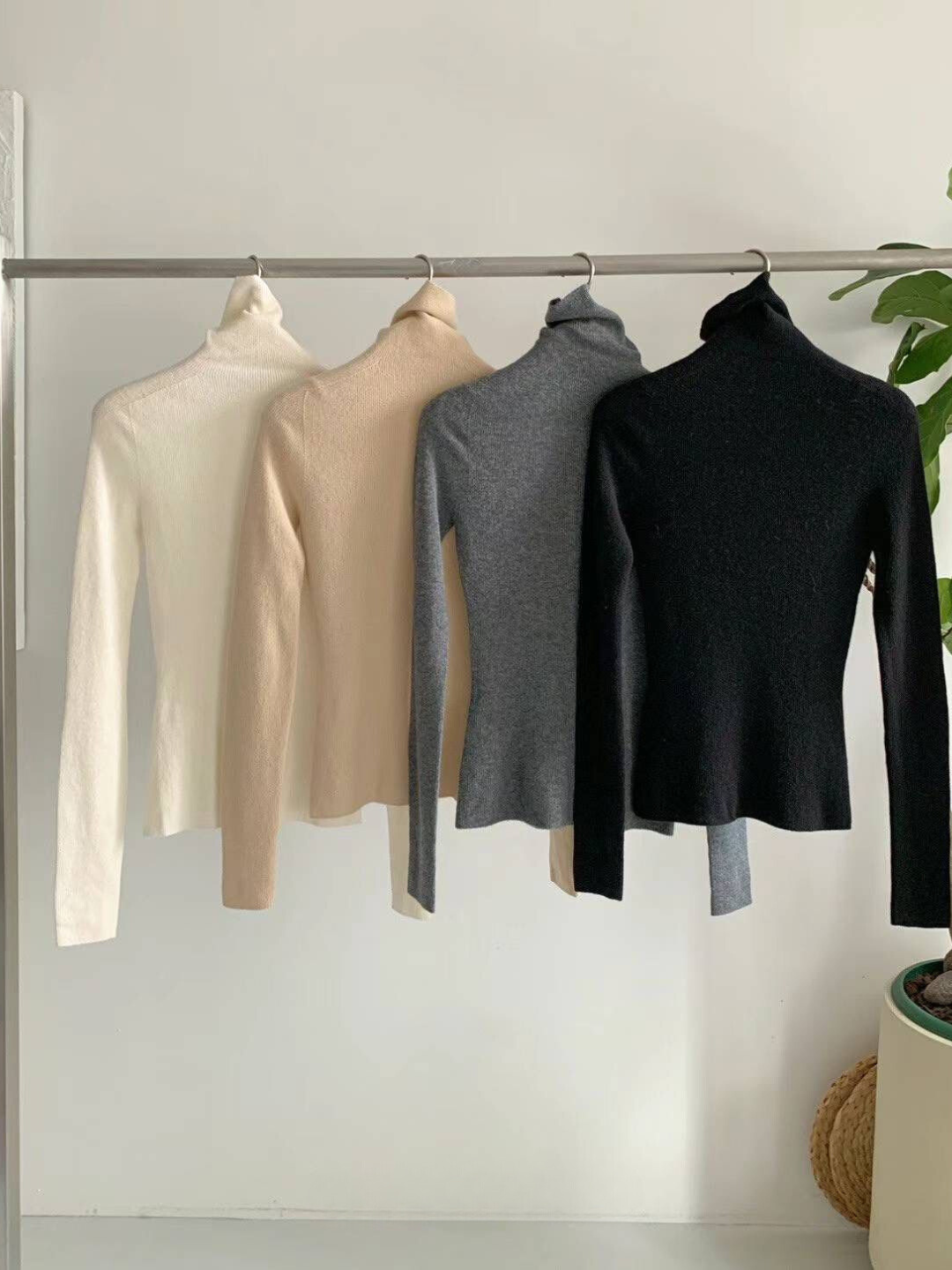 Turtleneck Ribbed Knit Long-sleeved Pullover *4 Colors