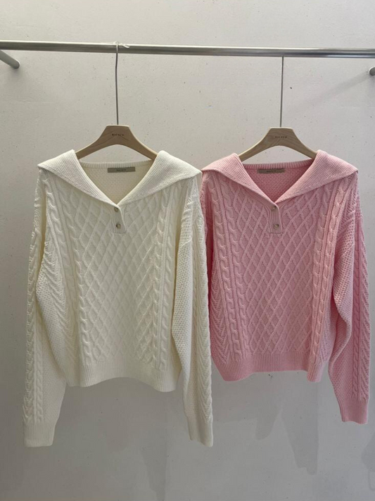 Diamond-knit Pattern Sweater *4 Colors