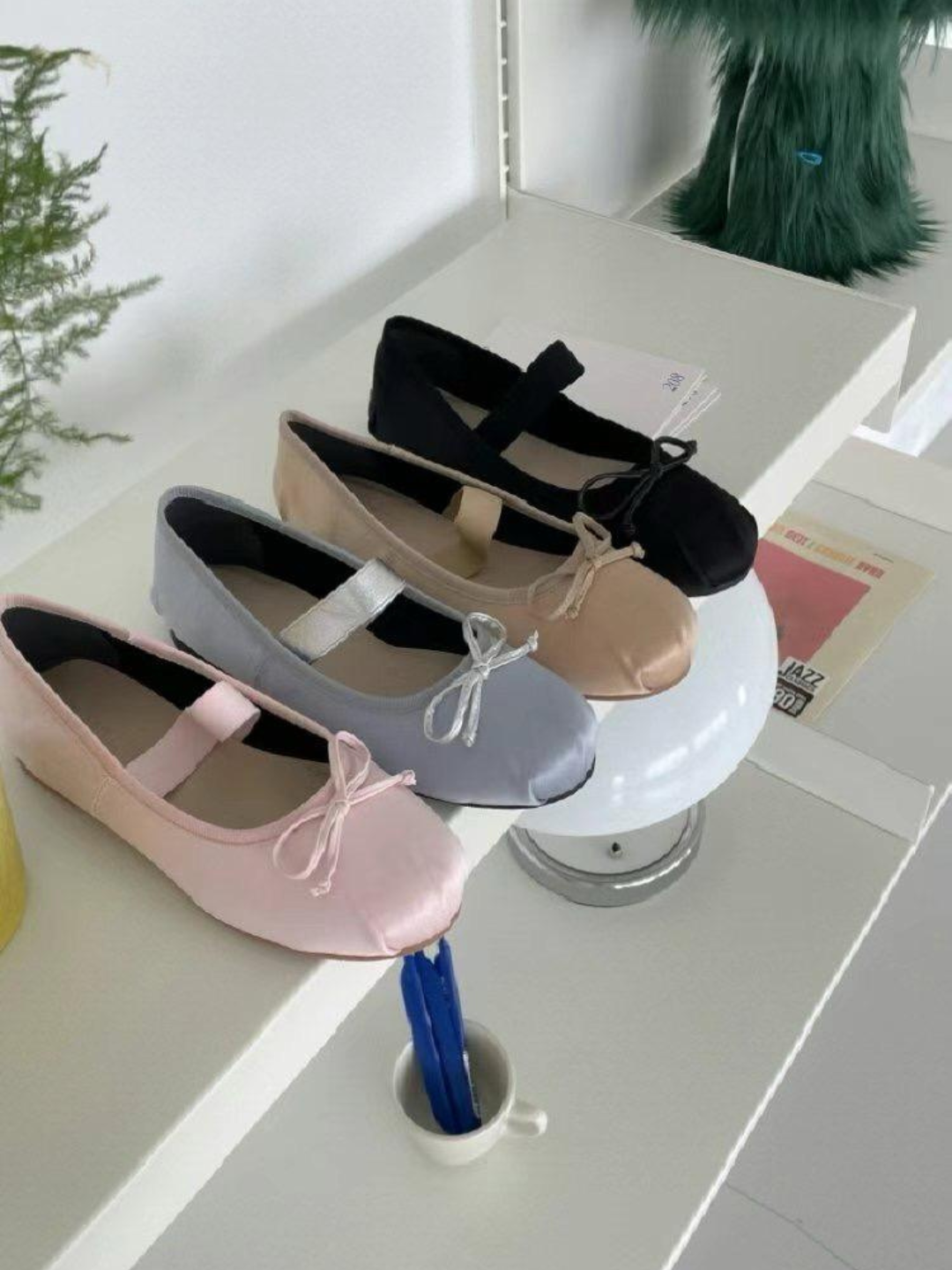 Bow-tie Strapped Ballet Flats *4 Colors