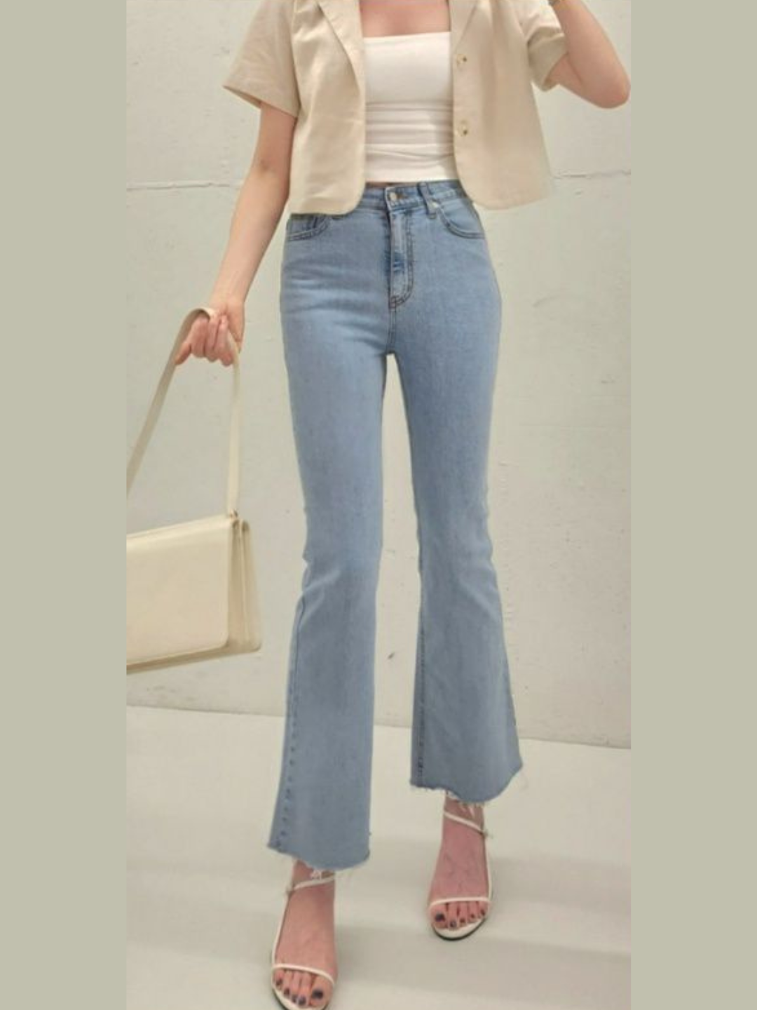 Elasitic Waist Flared Denim Jeans