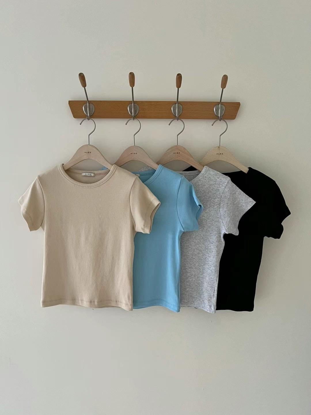 Round Neck Knit Short Sleeved T-shirt *5 Colors